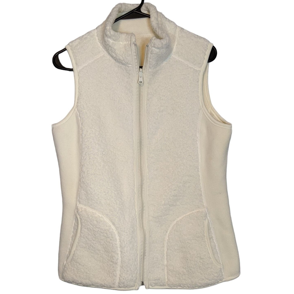 Cozy Cream Reversible Van Heusen Sherpa Vest S Ski Winter Fall Y2K Warm Coat